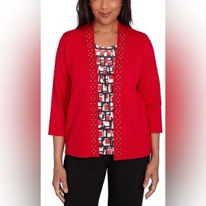 Alfred Dunner Red Sweater with Studded Trim